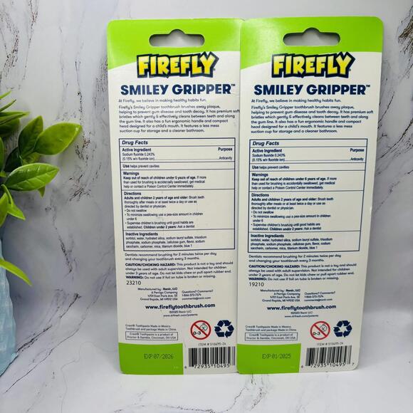 2 Pack Firefly Smiley Gripper Toothbrush and Toothpaste Set - Soft 2015 - Picture 4 of 6